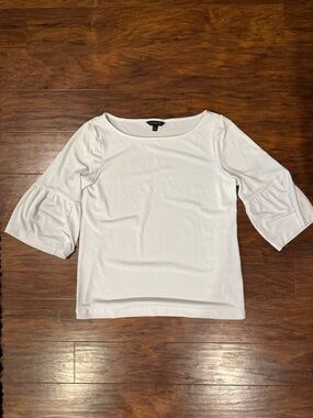 Banana Republic White Boat Neck Ruffle Sleeve Top